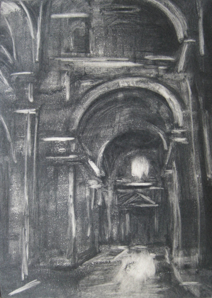 sacred architecture monoprint