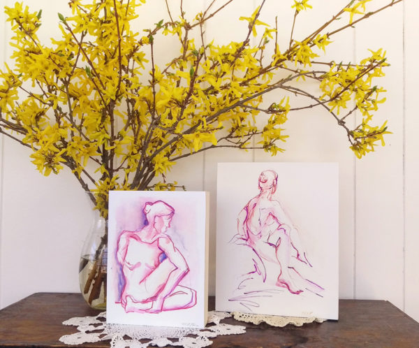 mind-body-spirit connection prints mounted on wood blocks prints by Michelle Arnold Paine