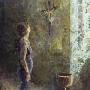 ©Michelle Arnold Paine's oil painting on panel depicting the Virgin Mary. Mary the Chalice, Mother of Mercy