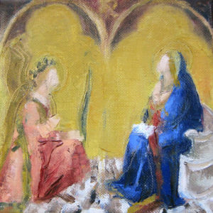 Oil painting Annunciation after Lorenzetti ©Michelle Arnold Paine 2012