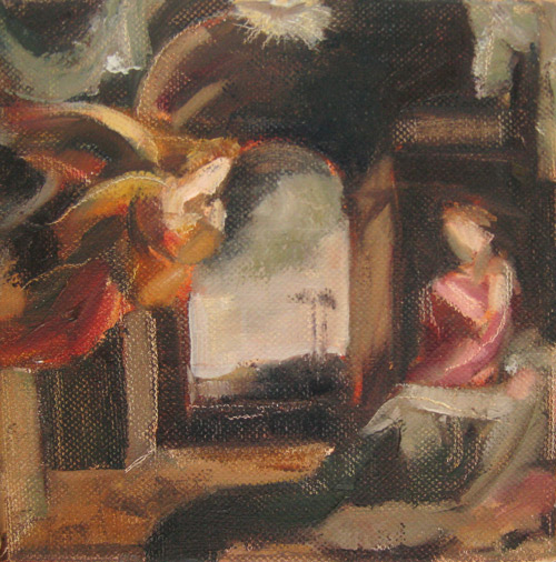 Annunciation after Beccafumi, Oil on Canvas, 6x6 ©2012
