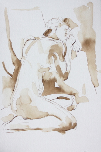 Shaundra Seated 2, Ink on paper, 10 figurative,pen and ink,10x7,price $125