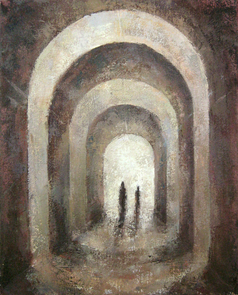 sacred architecture painting: arches and figures