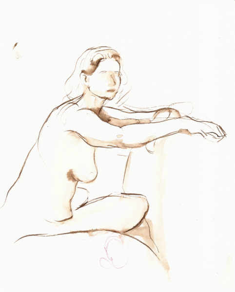 walnut ink drawing female figure drawing