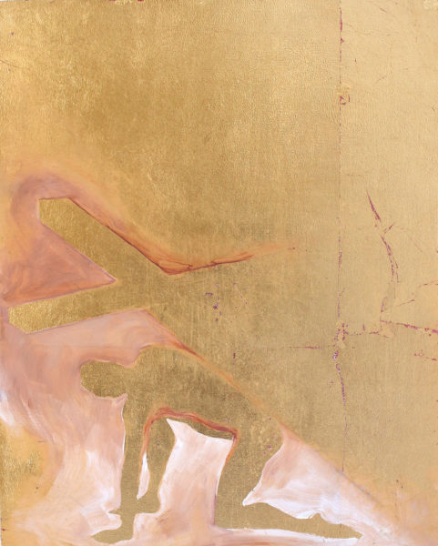 CHrist carrying the cross gold silhouette painting